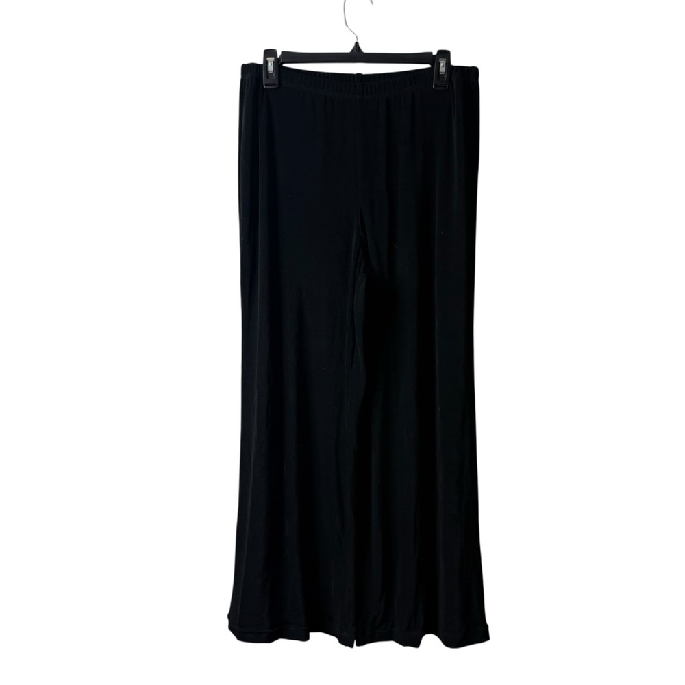 Chicos Travelers Black Liquid Slinky Knit Pull On Wide Leg Pants 2 Short